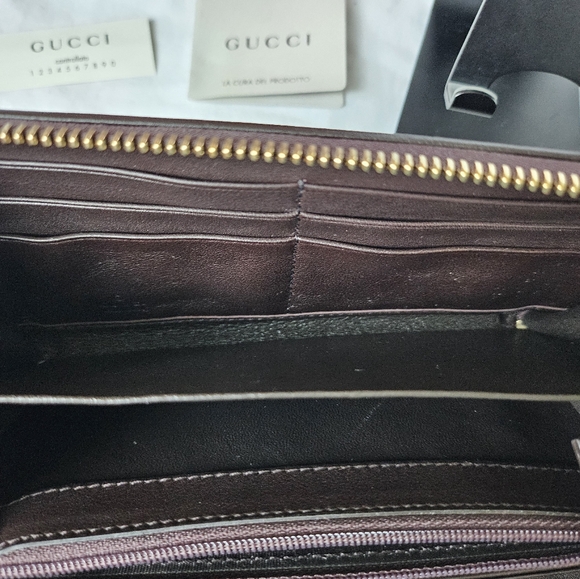 GUCCI Guccissima Sukey Leather Zip Around Wallet in Brown - Picture 6 of 9